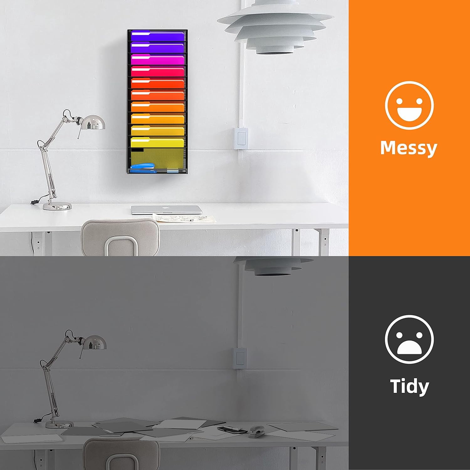 INTIGE Hanging File Organizer Wall File Holder, Wall Organizer for Papers, Folders, Magazines, Office Organization