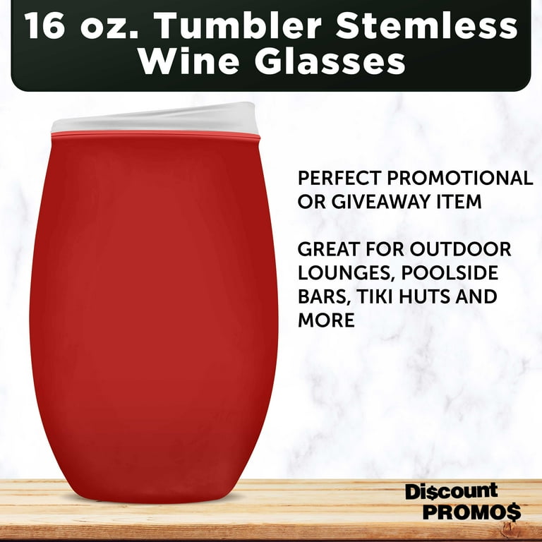 Tumbler Stemless Wine Glasses 16 oz. Set of 10, Bulk Pack - Perfect for Wine,  Cocktails, Other Hot & Cold Beverages - Red - Walmart.com