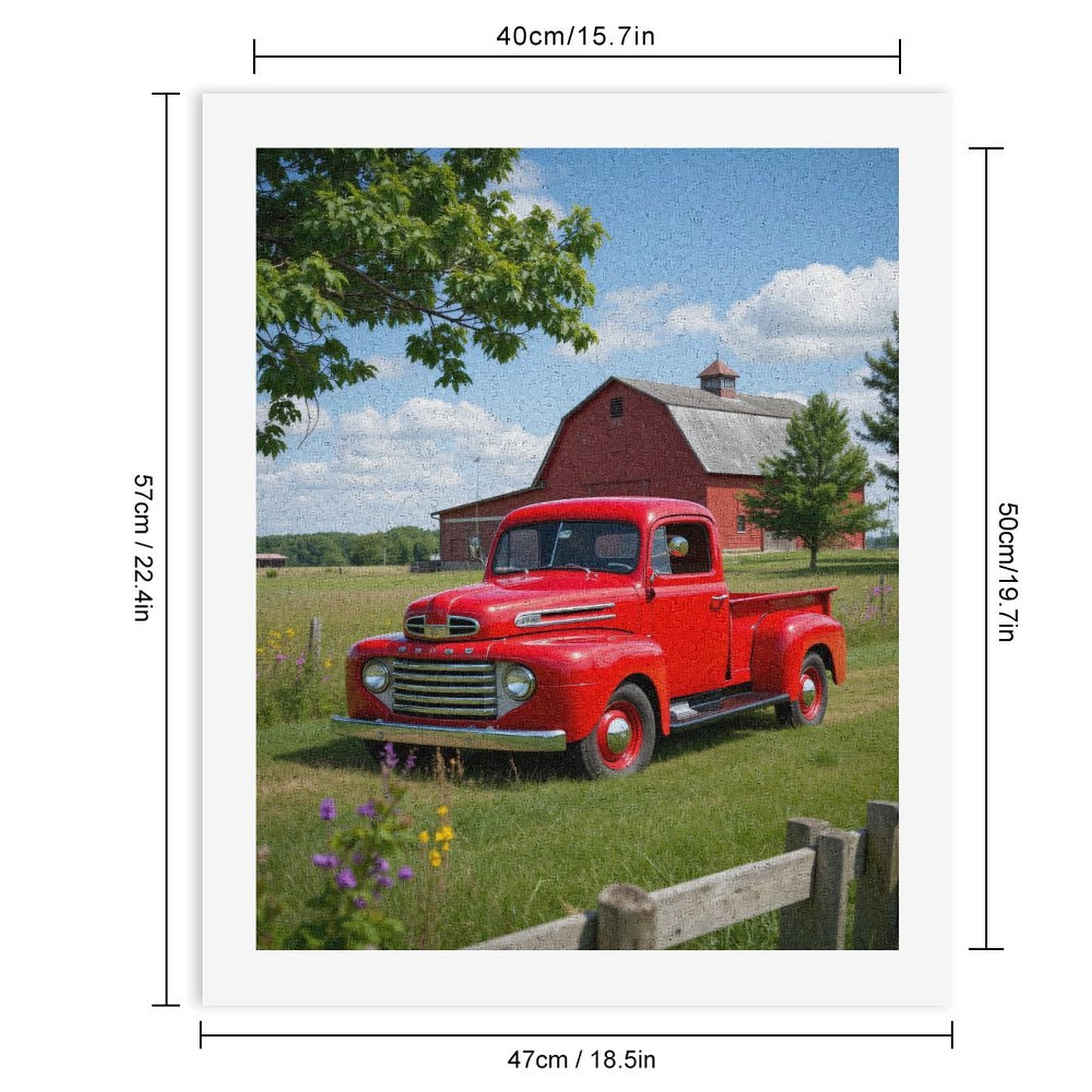 Paint by Numbers Kit for Adults, Red Vintage Truck Rustic Farm Scene Paint by Numbers, Easy Paint by Numbers Kit for Adults Beginner, DIY Adult Paint by Number Kits on Canvas, 12x16in Home Decor