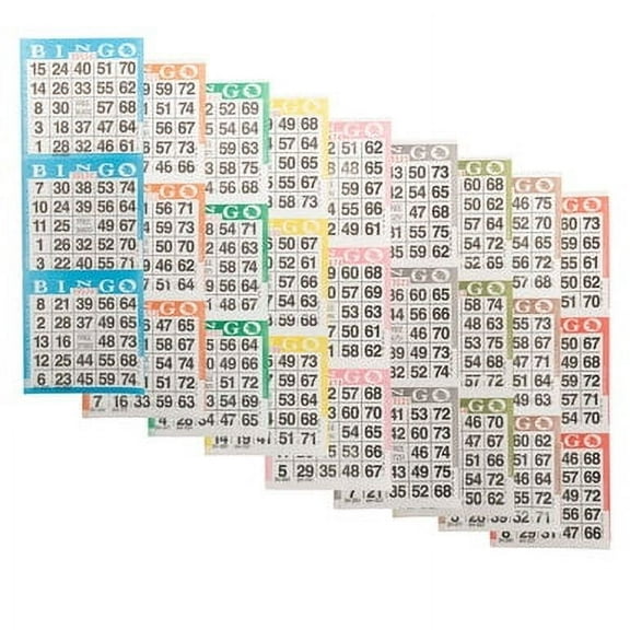 American Games Bingo Paper Game Cards - 3 cards - 9 sheets - 100 books per pack - 9 Colors, Made in USA