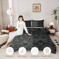 thumbnail image 3 of Homewish Gothic Skull Full Size Comforter Sets,Victorian Damask Bedding Comforter Set,Gray Black,Halloween Duvet,Black Reversible,3 Pieces,1 Comforter and 2 Pillowcases, 3 of 7