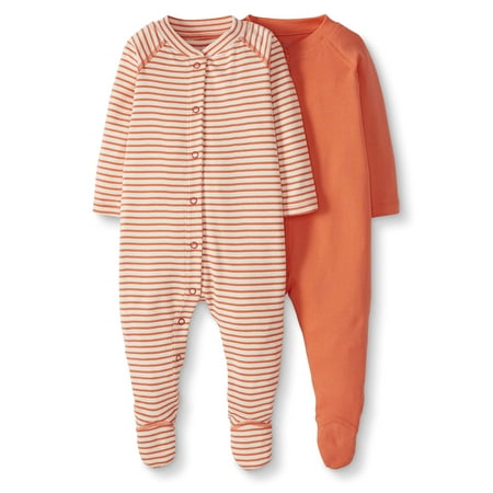 

Moon and Back Kid s 2 Pack Footed Sleep and Play Sleepwear Coral 3-6 months