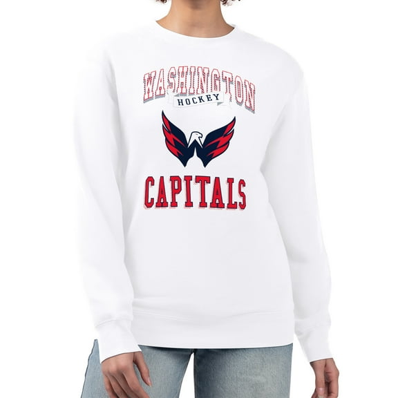 Women's G-III 4Her by Carl Banks White Washington Capitals Team Logo Tri-Blend Fleece Pullover Sweatshirt