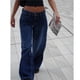 thumbnail image 2 of Pantalones vaqueros de pierna ancha for mujer, de talle bajo, holgados, pierna recta, pantalones de mezclilla for novio, pantalones vaqueros sueltos casuales, estilo niña Y2K, 2 of 6