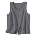 thumbnail image 5 of Joernso Women Summer Vest Round Neck Sleeveless Loose Fit Tops Solid Color Button Placket Design Tank Tops Streetwear, 5 of 8