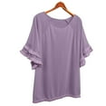 thumbnail image 5 of Purple Womens Tops Womens Plus Size Tops Tunic Short Sleeve Crew Neck Shirts Casual Soft Blouse 1XL 5XL Shirts for Women, 5 of 6