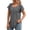 Gray, variant on Women's Henley Rolled Cuff Tunic Top, Round Neck Gathered Loose-Fit Short Sleeve Casual Polyester-Cotton Blend Shirt for Women