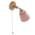 thumbnail image 4 of Fyydes Macaron Bedside Wall Lamp Pink Plastic Rubber Wood E27 E26, 4 of 8