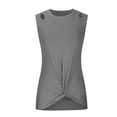 thumbnail image 6 of Timegard Tank Tops for Women Crewneck Sleeveless Front Knot Cutout Top Summer Dressy Casual Slim Tee, 6 of 6