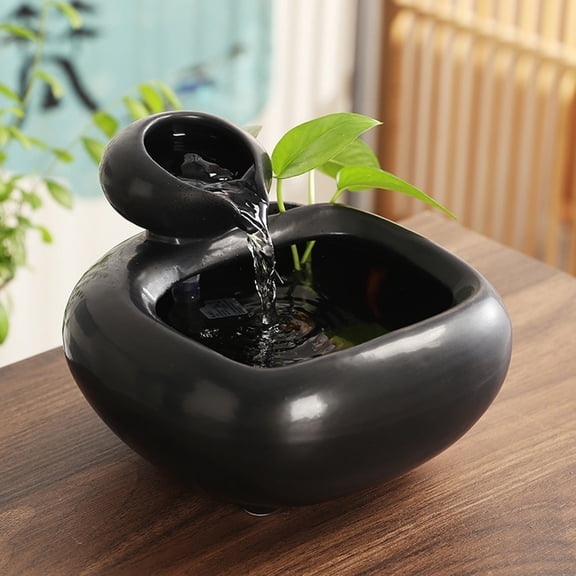 Fountain Ceramic Tabletop Water Fountain Feature Zen Feng Shui Tabletop Fountain, for Indoor and Outdoor Home Decoration Table Desktop Office