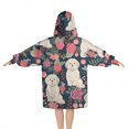 thumbnail image 2 of Shih Tzu Dog and Flower Floral Blanket Hoodies for Kids 6-13YR Oversize Wearable Blanket Hoodies for Boys Girls Teens, 2 of 7