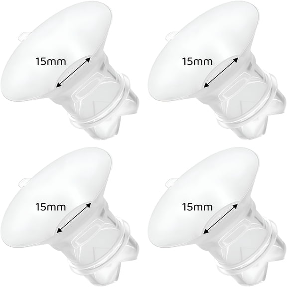 XIRQI 15mm Breast Pump Flange Inserts Compatible with 24mm Shields, Hands-Free Wearable Pump Reducer for Smaller Nipples, 4-Pack