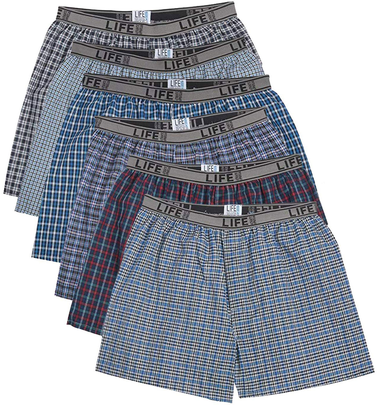 Life Men's Underwear Woven Boxer (6 Pack)
