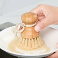 thumbnail image 3 of Sisal Dish Cleaning Brush Pot Vegetable Fruit Brush Confortable Rubberwooden Grip Kitchen Dish-Washing Cleaning Scrubbers (Long Handle), 3 of 7