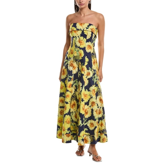 Milly womens  Palmer Sunflower Poplin Dress, 6, Navy