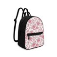 thumbnail image 2 of Eheartsgir Pink Peony Floral Print Small Backpack, Easy to Carry Polyester Mini Backpack Purse for Work Outing, Lightweight Travel Backpack for Women, 2 of 8