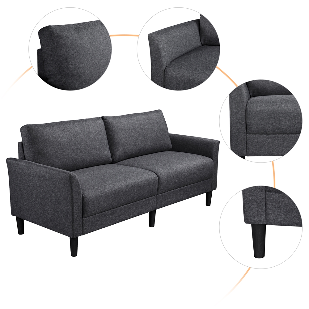 Alden Design Modern Upholstered Fabric 2-Seater Sofa, Gray - image 5 of 8