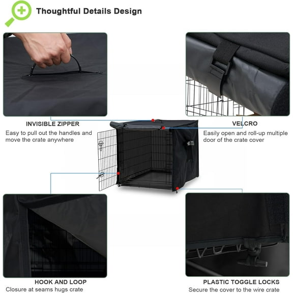 Waterproof Dog Crate Cover 36in for Outdoor/Indoor Use, Windproof Pet Kennel Cover with Breathable Ventilation