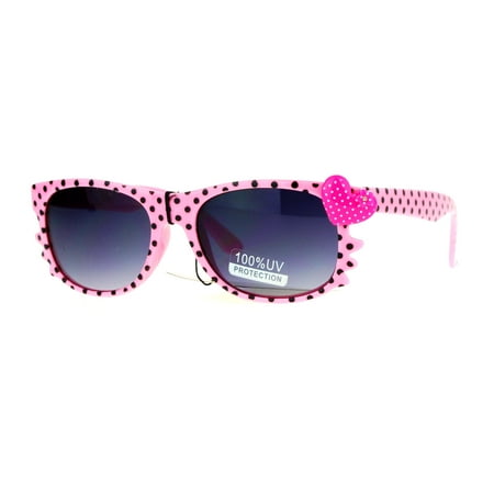 Rhinestone Kids Sunglasses - SA106 Whisker Heart Rhinestone Girls Horn Rim Sunglasses Pink