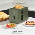 thumbnail image 4 of Thyme & Table 2-Slice Toaster, Extra-Wide Slots with Removable Crumb Tray, Dusty Moss, 4 of 15