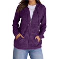thumbnail image 3 of Sweaters for Women Long Sleeve Knitted Zip Up Hoodies Ribbed Pullover Loose Casual Sweatshirts with Pocket XXL, 3 of 10
