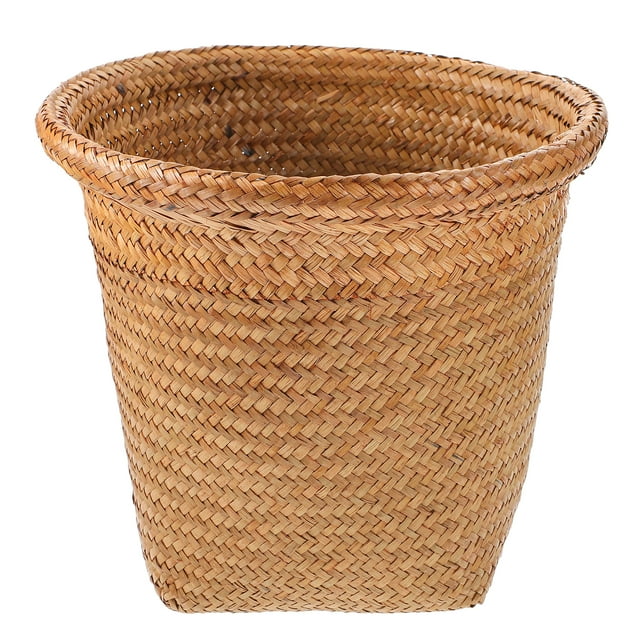 GOOHOCHY 1pc de paja tejido de paja asciendeket casera basura puede desperdiciar titular de la canasta de papel