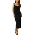 thumbnail image 2 of INSPIRE CHIC Womens' V Neck Spaghetti Strap Bodycon Cami Dress Black L, 2 of 6