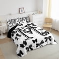 thumbnail image 4 of Feelyou Leopard Print Letter Bedding Comforter Set, Fashion Bowknot Monogrammed M Twin Comforter Sets, Cool Girl Ribbon Reversible Bedding Set, Ultra Soft Bedroom Decor, 2-Piece, 4 of 9