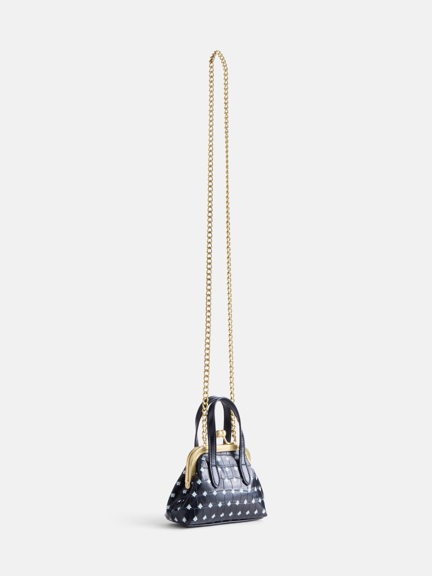 Free Assembly Women's Mini Kiss Lock Handbag Charm, Daisy Print