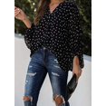 thumbnail image 3 of Blouses en Chiffon Col en V pour Femmes Manches Ballon Décontractées, 3 of 6