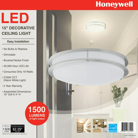 Honeywell 15 Led Decorative Ceiling Light Brushed Nickel Com - How To Install Honeywell Led Ceiling Light