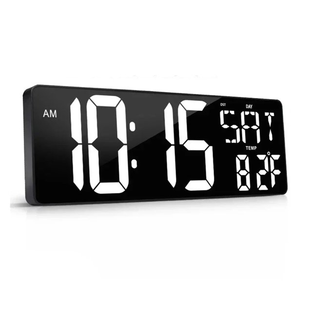 42cm Lar LED Digital Perpetual Calendar Clock Brightness Adjustable Temperature Date Week Display Alarm Clock With RE ,Multi Purpose