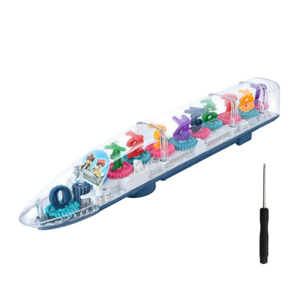 Fesfesfes Clearance Luminous Gear Train Set,Gear Transparent Tracks, Early Educational Musical Train Set Birthday Gift Train Children Boys Toys A