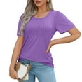 thumbnail image 6 of NANAIQ Women's Tops Comfort Color Short Sleeve Tops for Women Leisure Spring Tops for Women Classic Women's Tops, Tees & Blouses Light Purple S, 6 of 8