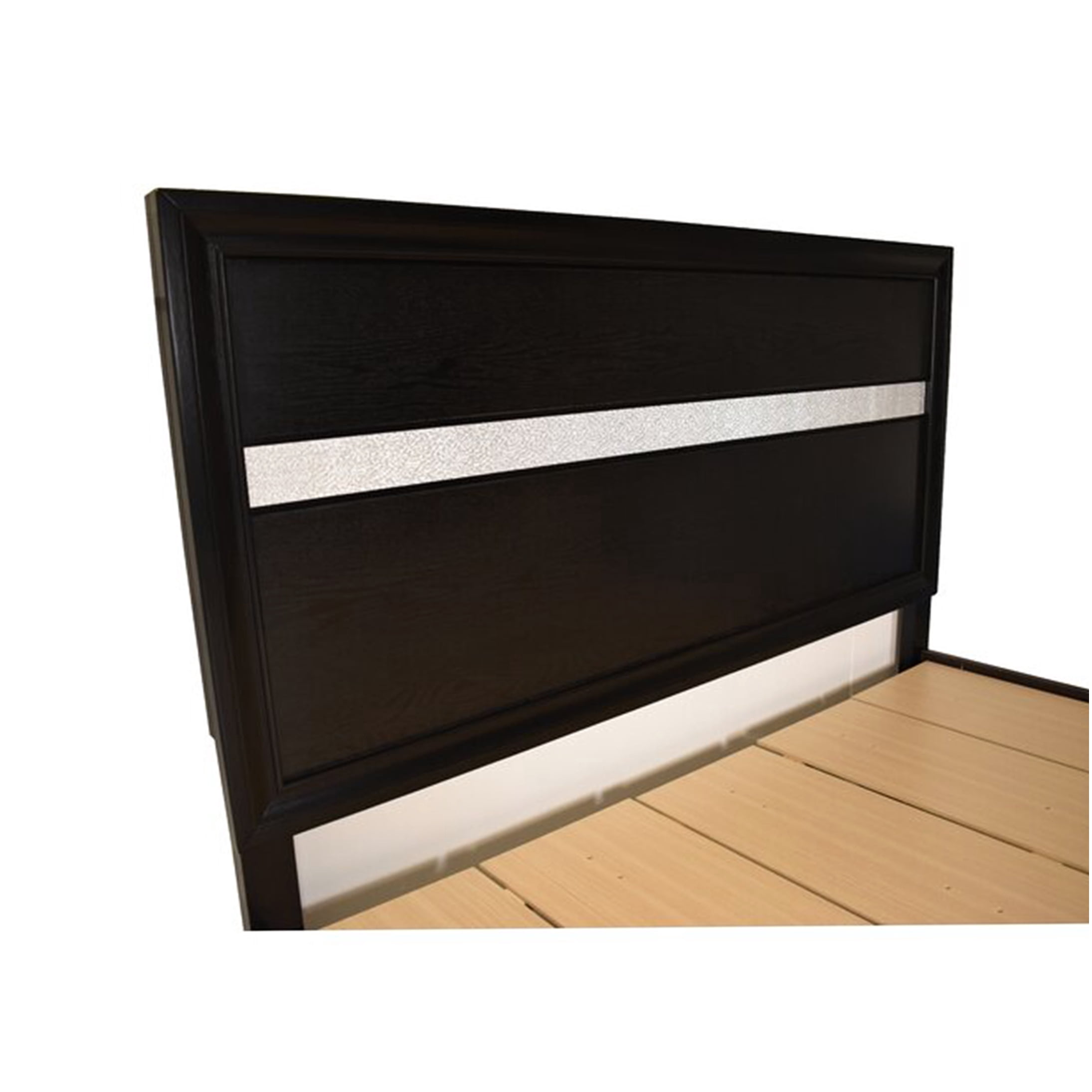 King Size Storage Bed Frame with Headboard and 2 Drawers, Black Wood Platform Bed for Master Bedroom, Sturdy Mattress Foundation with Built-in Storage Drawers