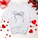 thumbnail image 5 of Primavera Top Mujeres Moda Casual Nueva Cinta de Arco Impresa Cuello Redondo Camiseta de Manga Corta, Camiseta de Cuello Tripulado, 5 of 8