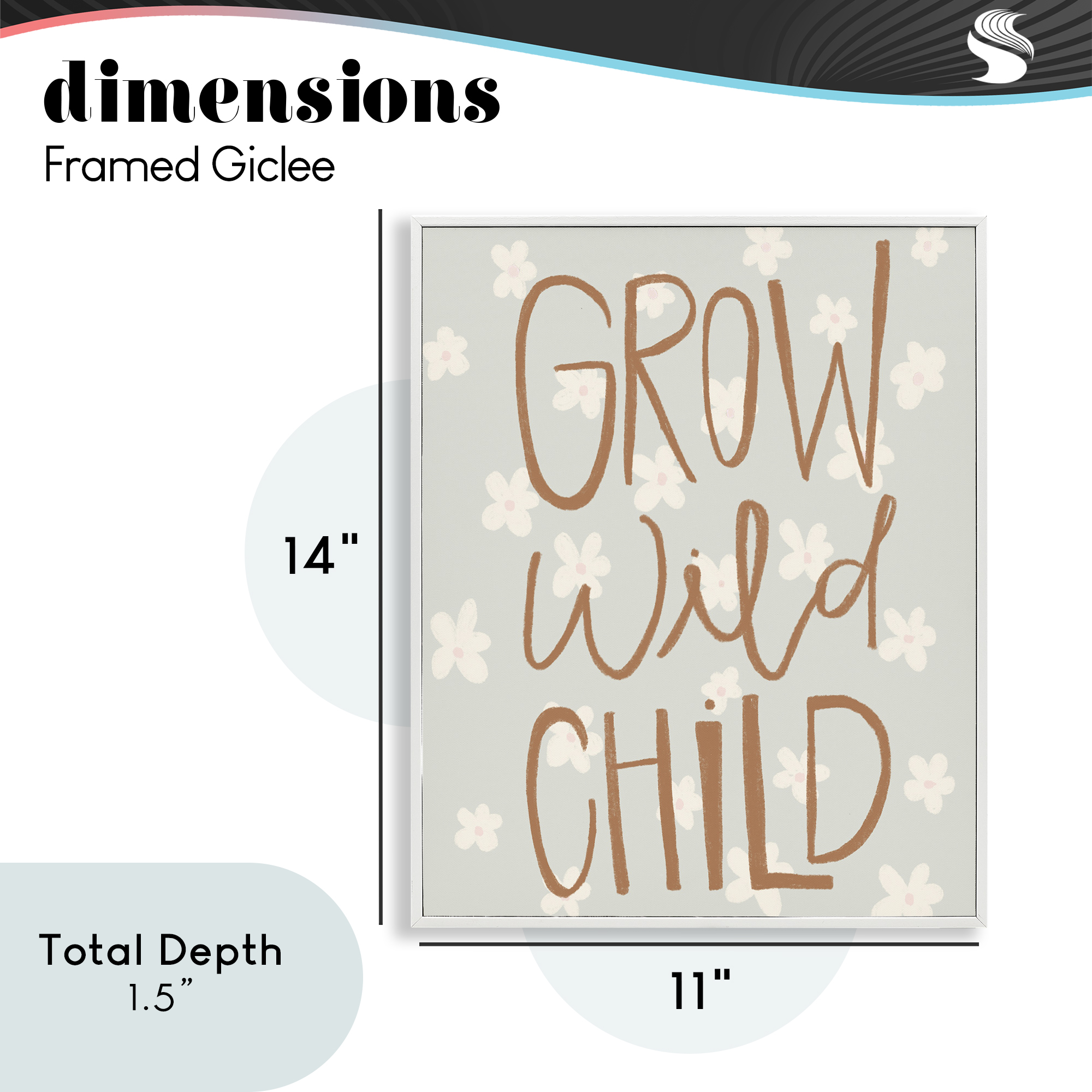Grow Wild Child Flowers White Framed Giclee Art, design by Katie Griggs