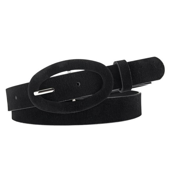 SWSMCLT Women's Faux Leather Belt For Dress Casual Fashion Buckle Loops Belt Travel Adjustable Round Black X-Small-Large