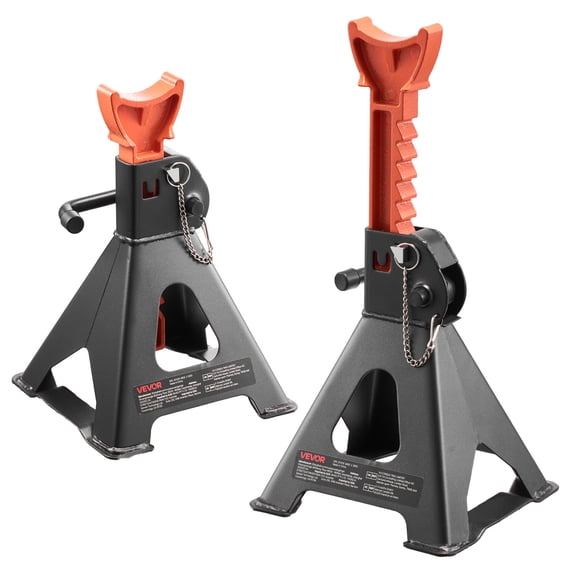 VEVOR Jack Stands, 3 Ton (6,600 lbs) Capacity, 10.8-16.3 in Adjustable Height, Heavy Duty Steel Jack Auto Stands with Double Locking, for Lifting SUV, Pickup, Car, UTV/ATV, 1 Pair, Black and Orange