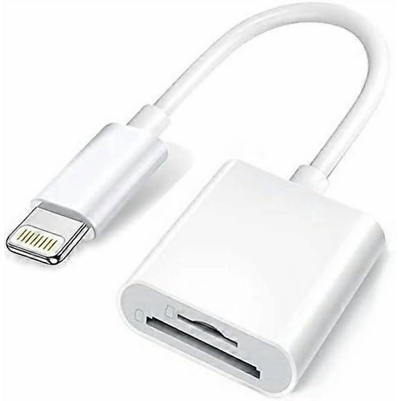 Apple Lightning to SD and TF Dual Slot Card Reader for iPhone/iPad, 2 in 1 Micro SD TF Memory Card Adapter, SD Card Reader, Plug and Play