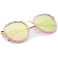 thumbnail image 5 of zeroUV Unisex Modern Arched Bridge Slim Temple Colored Mirror Flat Lens Round Sunglasses 52mm (Pink-Gold / Pink Mirror) - 52mm, 5 of 5