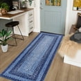 thumbnail image 3 of ZACOO 2' x 6' Braided Printed Runner Rug Low Pile Non-Shedding Carpet for Bedroom Bedside Laundry Kitchen Navy Blue, 3 of 7