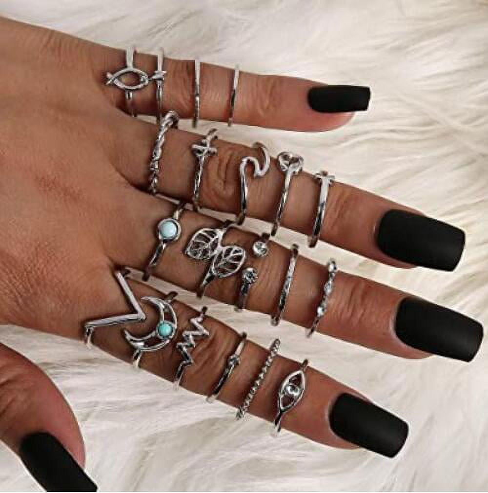 YEEZII 68 Pcs Gold Knuckle Rings Set for Women Girls, Stackable Rings Boho  Joint Finger Midi Rings Silver Hollow Carved Crystal Stacking Rings Pack
