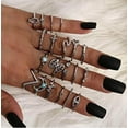 thumbnail image 6 of EIMELI 20Pcs Bohemian Turquoise Knuckle Rings Set, Vintage Stackable Leaf Moon Knot Wave Rhinestone Joint Midi Finger Rings Set for Women Teen Girls, 6 of 6