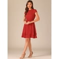 thumbnail image 3 of DARING DIVA Women's Crew Neck Cap Sleeve A-Line Layered Ruffled Mid-Length Dress M Red, 3 of 6