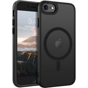 Magnetic for iPhone SE Case, iPhone SE 2022/3rd/2020/2nd gen iPhone 8/7 Phone Case 4.7", [Compatible with Magsafe] Translucent Matte Slim Thin Shockproof Women Men Protective Cover, Black