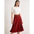 thumbnail image 5 of Jaimenalin Women'S High Waist A-Line Skirt Flared Midi Skirt Vinage Skirt with Belt Red L, 5 of 7