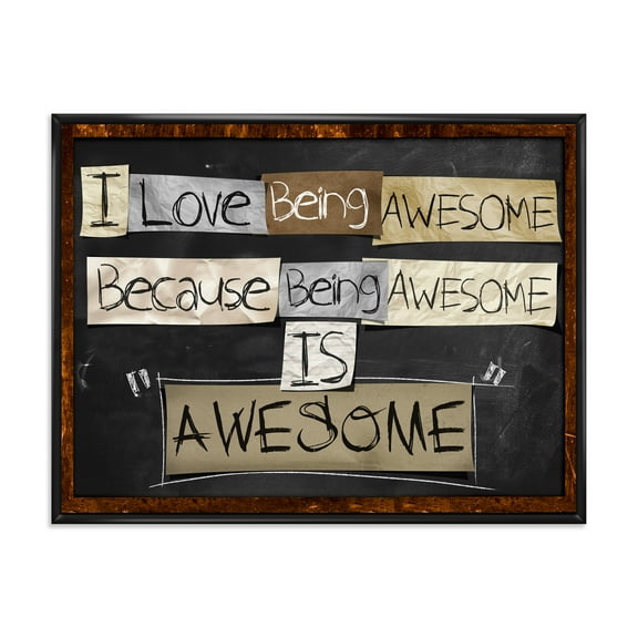 Designart 'I Love Being Awesome School Quotes' Rustic Framed Canvas Wall Art Print
