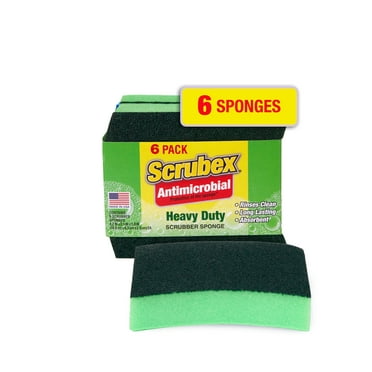 Scrubex Heavy Duty Odor Resistant Scrub Sponge, Multi-Purpose Sponge for Kitchen and Household, Safe for Non-Coated Cookware (6 sponges)
