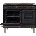 thumbnail image 2 of Ilve UPDN100FDMPMY Nostalgie Series 40 Inch Dual Fuel Convection Freestanding Range, 5 Sealed Brass Burners, 4 cu.ft. Total Oven Capacity in Matte Graphite, Bronze Trim (Natural Gas), 2 of 3